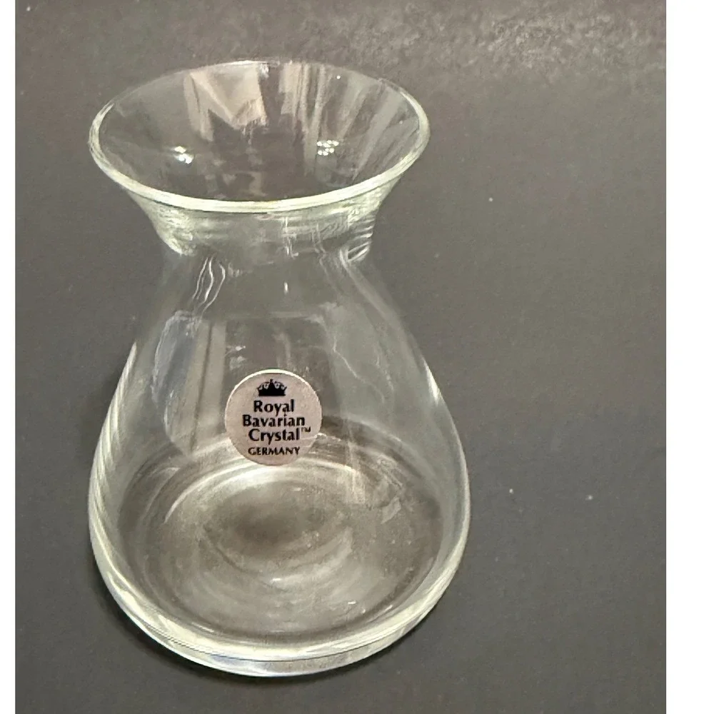 Royal Bavarian Crystal Germany Clear Glass Bud Vase 3.5 Inch Flared Rim Weighted